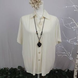 Vintage Joanna‎ Crinkled Button up Blouse with Detachable Necklace [SIZE LARGE]